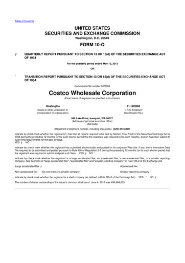 Miniature Costco 10-Q Rapport trimestriel 2013 