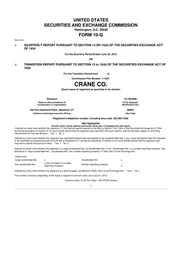 Thumbnail Crane NXT 10-Q Quarterly Report FY2013 