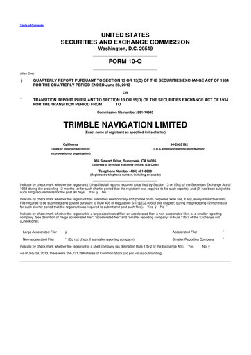 Vorschaubild Trimble 10-Q Quartalsbericht 2013 