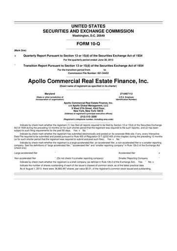 Thumbnail Apollo Commercial Real Estate Finance 10-Q Quarterly Report FY2013 
