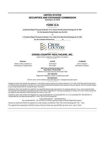 Thumbnail Cross Country Healthcare 10-Q Quarterly Report FY 