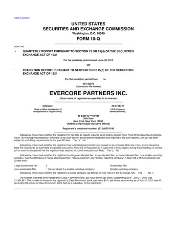 Miniature Evercore 10-Q Rapport trimestriel 2013 