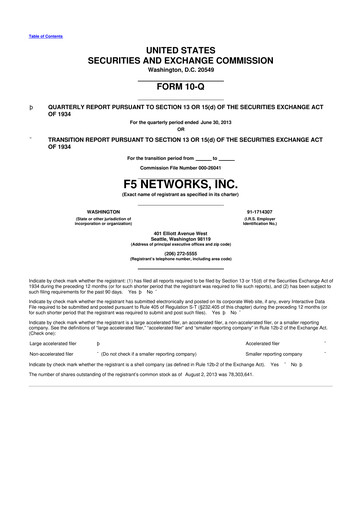 Vorschaubild F5 10-Q Quartalsbericht 2013 