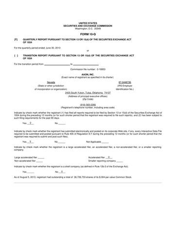 Thumbnail Aaon 10-Q Quarterly Report FY2013 