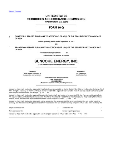 Vorschaubild SunCoke Energy
 10-Q Quartalsbericht 2013 