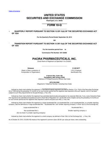 Miniature Pacira Biosciences
 10-Q Rapport trimestriel 2013 