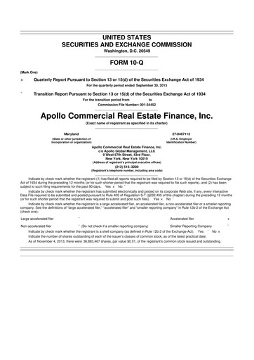 Thumbnail Apollo Commercial Real Estate Finance 10-Q Quarterly Report FY2013 