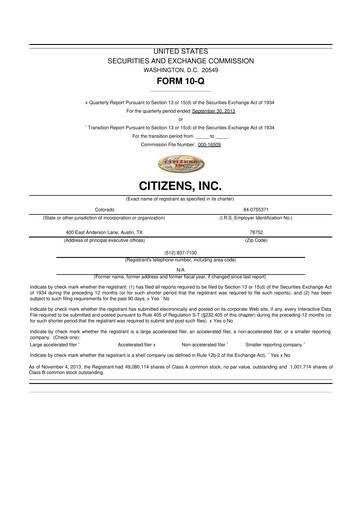 Thumbnail Citizens Inc 10-Q Quarterly Report FY2013 
