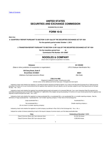 Thumbnail Noodles & Company 10-Q Quarterly Report FY2013 