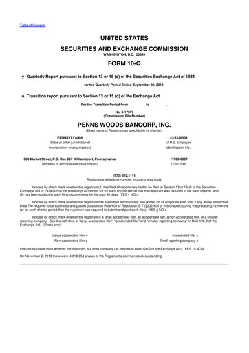 Thumbnail Penns Woods Bancorp 10-Q Quarterly Report FY2013 