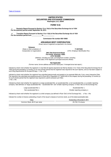 Thumbnail ArcBest 10-Q Quarterly Report FY2013 