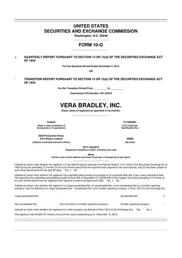 Thumbnail Vera Bradley
 10-Q Quarterly Report FY2013 