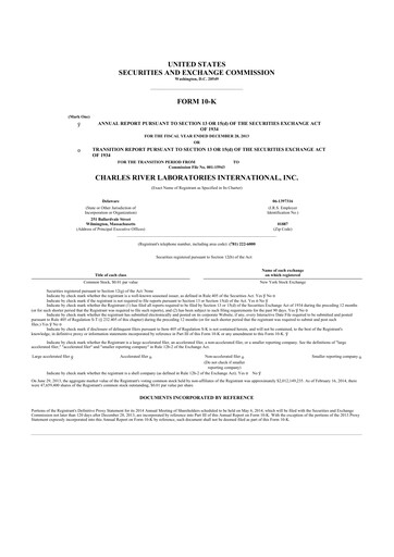 Thumbnail Charles River Laboratories
 10-K Annual Report 2013