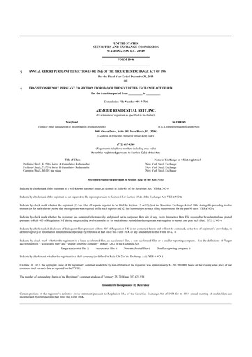 Thumbnail ARMOUR Residential REIT 10-K Annual Report 2013