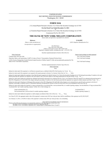 Miniature BNY Mellon (Bank of New York Mellon) 10-K Rapport annuel 2013