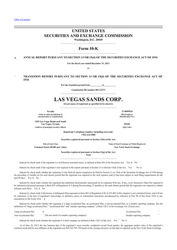 Thumbnail Las Vegas Sands 10-K Annual Report 2013