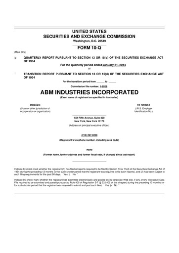 Thumbnail ABM Industries
 10-Q Quarterly Report FY2014 