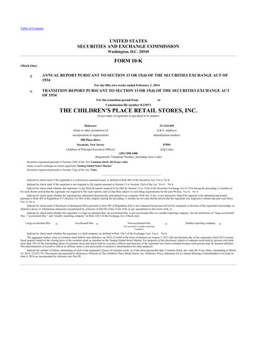 Thumbnail The Children's Place
 10-K Annual Report 2013