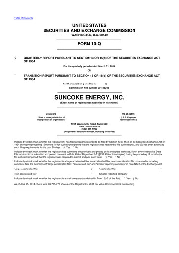 Vorschaubild SunCoke Energy
 10-Q Quartalsbericht 2014 