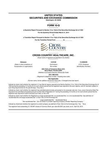 Thumbnail Cross Country Healthcare 10-Q Quarterly Report FY 
