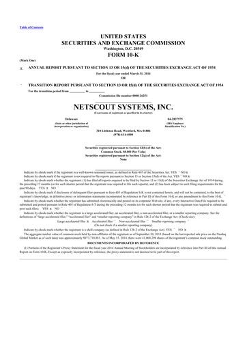 Thumbnail NETSCOUT 10-K Annual Report 2014