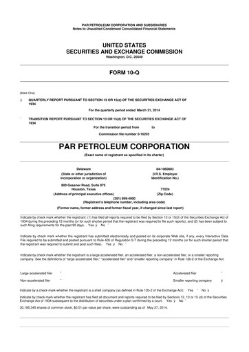 Miniature Par Pacific Holdings 10-Q Rapport trimestriel 2014 
