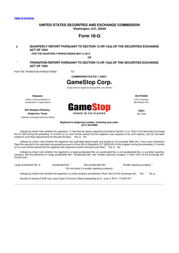 Miniature GameStop
 10-Q Rapport trimestriel 2014 