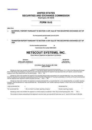 Thumbnail NETSCOUT 10-Q Quarterly Report FY2015 