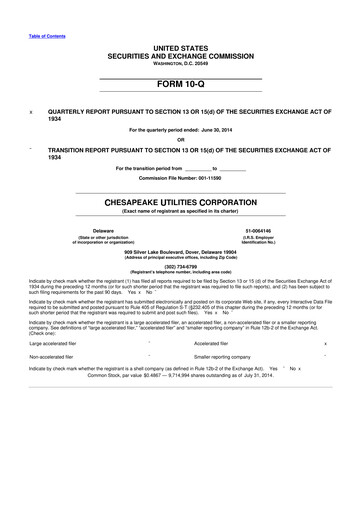 Thumbnail Chesapeake Utilities
 10-Q Quarterly Report FY2014 