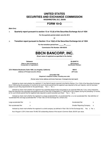 Thumbnail Hope Bancorp 10-Q Quarterly Report FY2014 