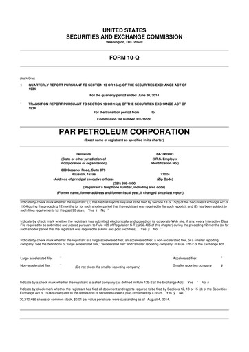 Miniature Par Pacific Holdings 10-Q Rapport trimestriel 2014 