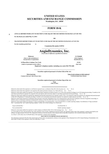 Thumbnail AngioDynamics 10-K Annual Report 2014