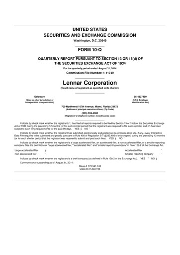 Miniature Lennar 10-Q Rapport trimestriel 2014 