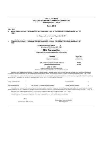 Thumbnail SLM Corporation (Sallie Mae) 10-Q Quarterly Report FY2014 