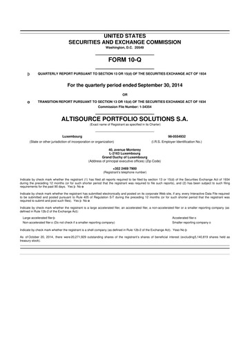 Thumbnail Altisource Portfolio Solutions
 10-Q Quarterly Report FY2014 