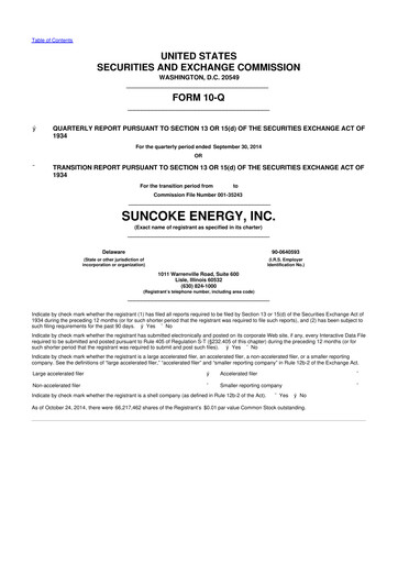 Vorschaubild SunCoke Energy
 10-Q Quartalsbericht 2014 