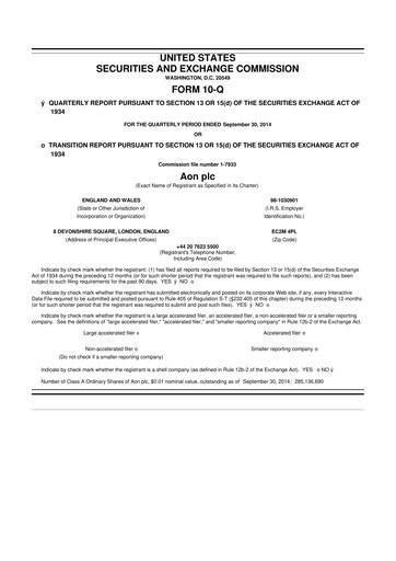 Vorschaubild Aon 10-Q Quartalsbericht 2014 