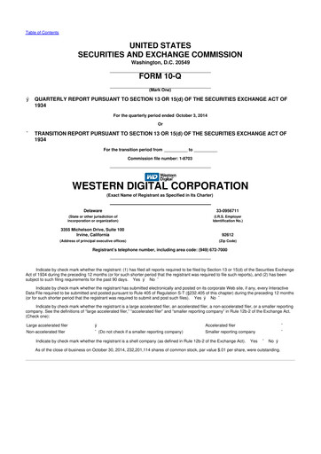 Thumbnail Western Digital 10-Q Quarterly Report FY2015 