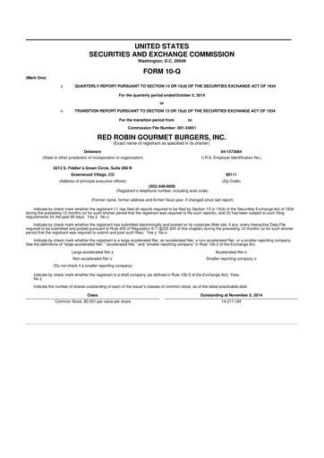 Thumbnail Red Robin
 10-Q Quarterly Report FY2014 