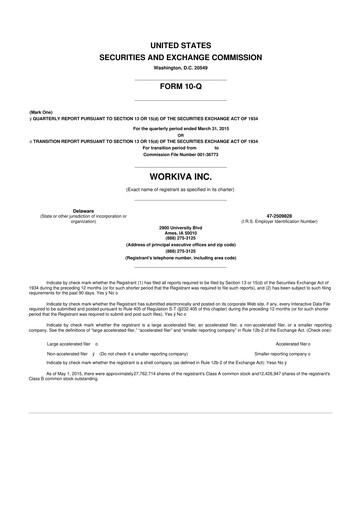 Thumbnail Workiva
 10-Q Quarterly Report FY2015 