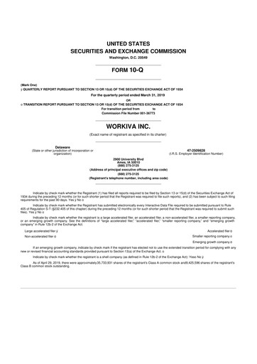 Thumbnail Workiva
 10-Q Quarterly Report FY2019 