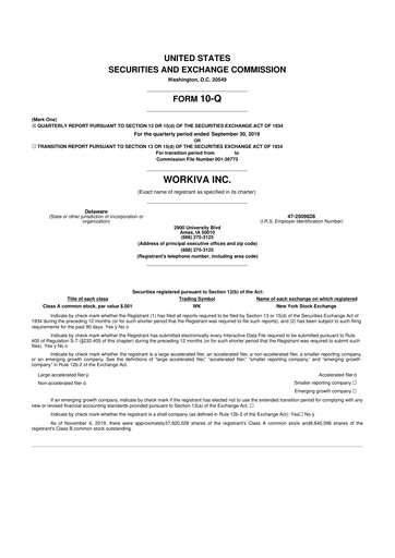 Thumbnail Workiva
 10-Q Quarterly Report FY2019 