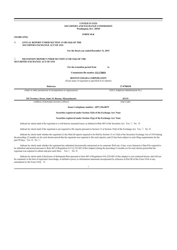 Thumbnail Boston Omaha 10-K Annual Report 2015