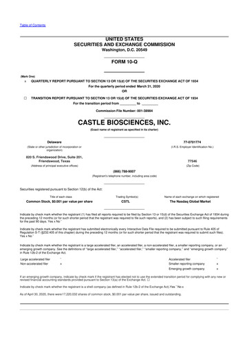 Vorschaubild Castle Biosciences 10-Q Quartalsbericht 2020 