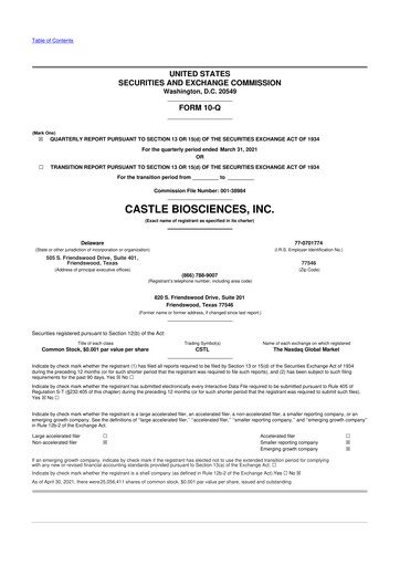 Vorschaubild Castle Biosciences 10-Q Quartalsbericht 2021 