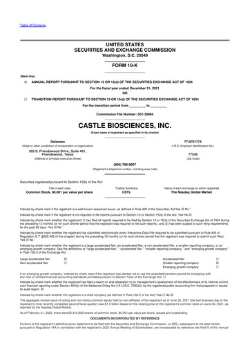Thumbnail Castle Biosciences 10-K Annual Report 2021