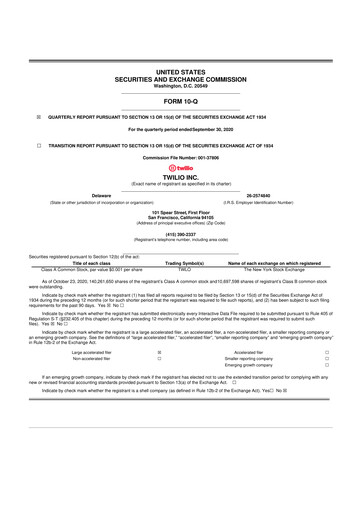 Miniature Twilio 10-Q Rapport trimestriel 2020 