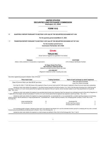 Miniature Twilio 10-Q Rapport trimestriel 2022 