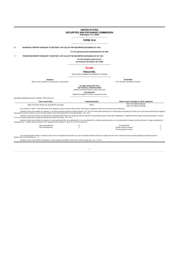 Miniature Twilio 10-Q Rapport trimestriel 2022 