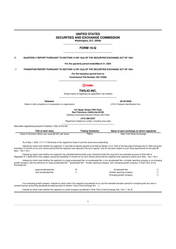 Miniature Twilio 10-Q Rapport trimestriel 2024 